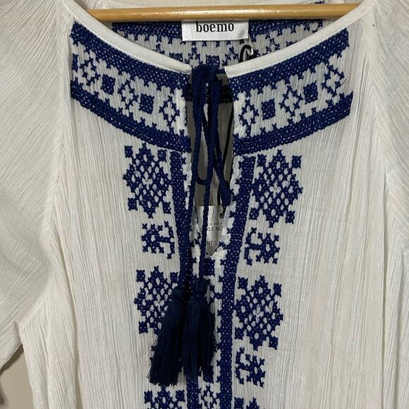 Anthropologie x Boemo Embroidered White Gauze Mini Dress Size Small - Picture 3 of 10